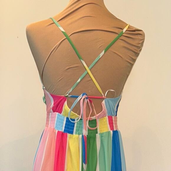 A. Calvin BLUSH STRIPED MULTI COLOR MAXI DRESS WITH CRISS CROSS BACK Small - Picture 7 of 7